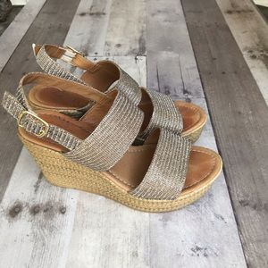 Anthropologie Seychells Bling Glitter Wedge Sz 8